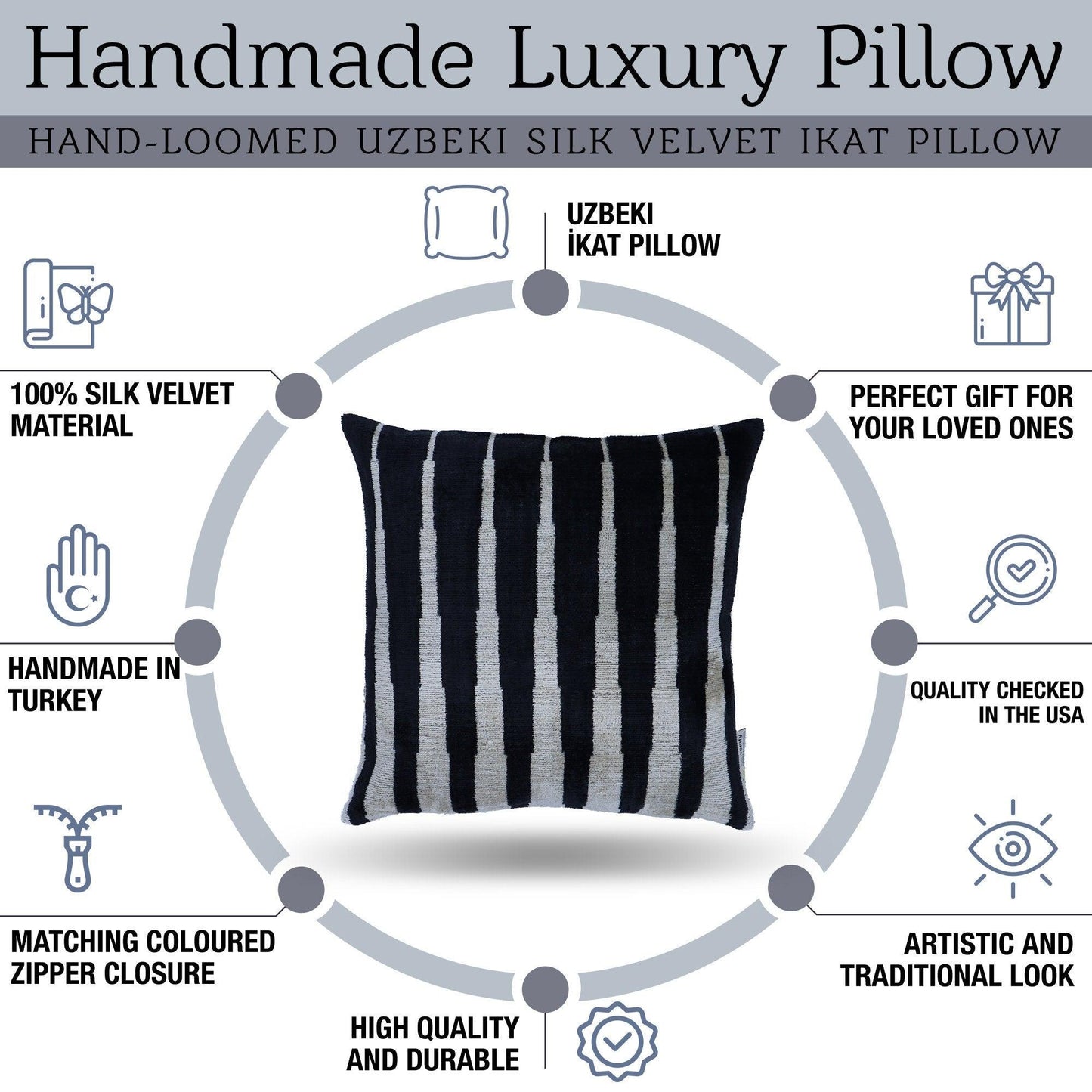 Canvello Decorative Black & White Pillow | 16x16 inch-3