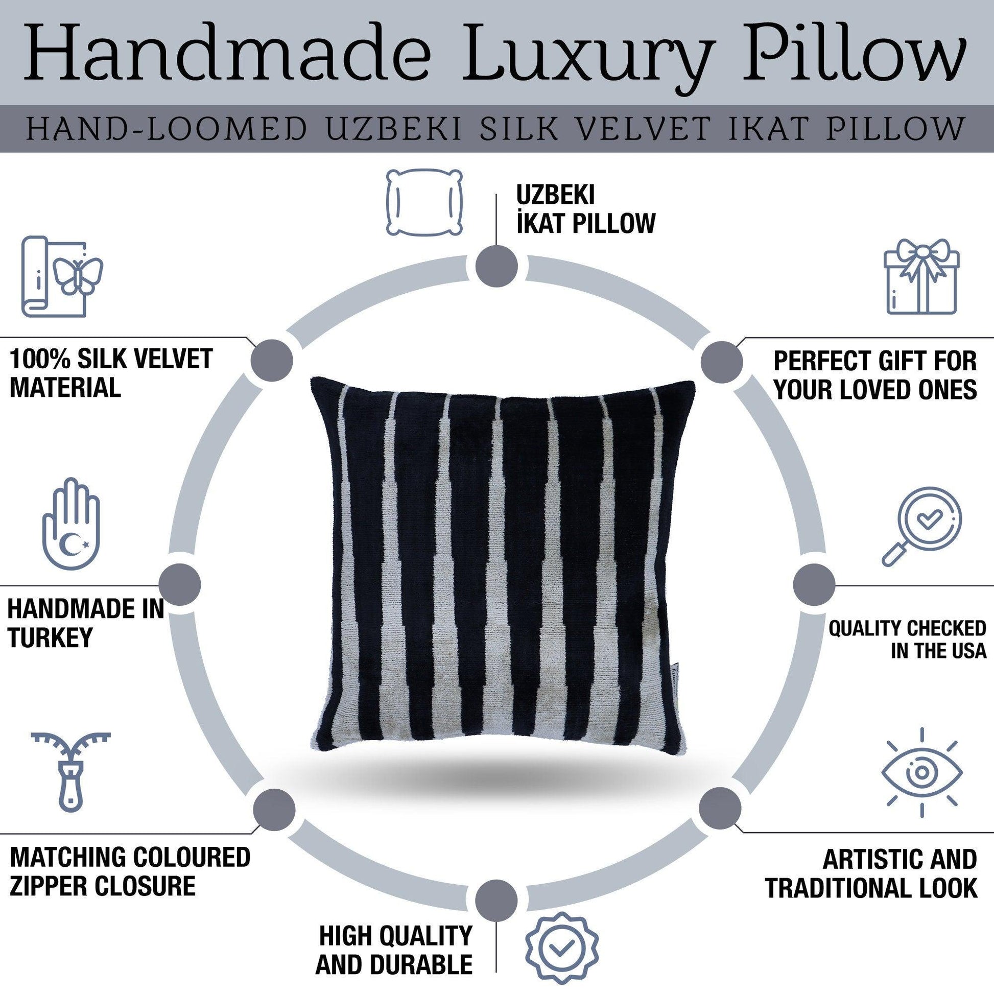 Canvello Decorative Black & White Pillow | 16x16 inch-3