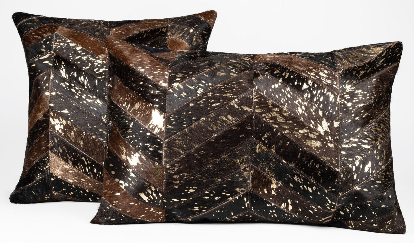 Canvello Genuine Cowhide Leather Decorative Throw Pillows - Handmade Patchwork Boho Accent Pillows For Sofa, Couch, Bed, Chair - Western Southwestern Farmhouse Pillow Covers With Feather Down Insert Included-0