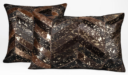 Canvello Genuine Cowhide Leather Decorative Throw Pillows - Handmade Patchwork Boho Accent Pillows For Sofa, Couch, Bed, Chair - Western Southwestern Farmhouse Pillow Covers With Feather Down Insert Included-0