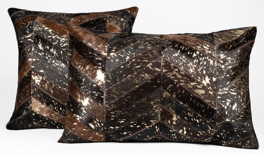 Canvello Genuine Cowhide Leather Decorative Throw Pillows - Handmade Patchwork Boho Accent Pillows For Sofa, Couch, Bed, Chair - Western Southwestern Farmhouse Pillow Covers With Feather Down Insert Included-0