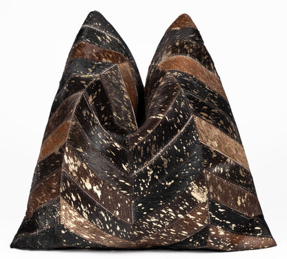 Canvello Genuine Cowhide Leather Decorative Throw Pillows - Handmade Patchwork Boho Accent Pillows For Sofa, Couch, Bed, Chair - Western Southwestern Farmhouse Pillow Covers With Feather Down Insert Included-3