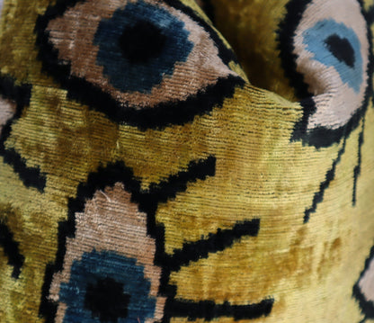 Canvello Handmade Luxury Handmade Velvet Silk Evil Eye Throw Pillow With Down Insert-3