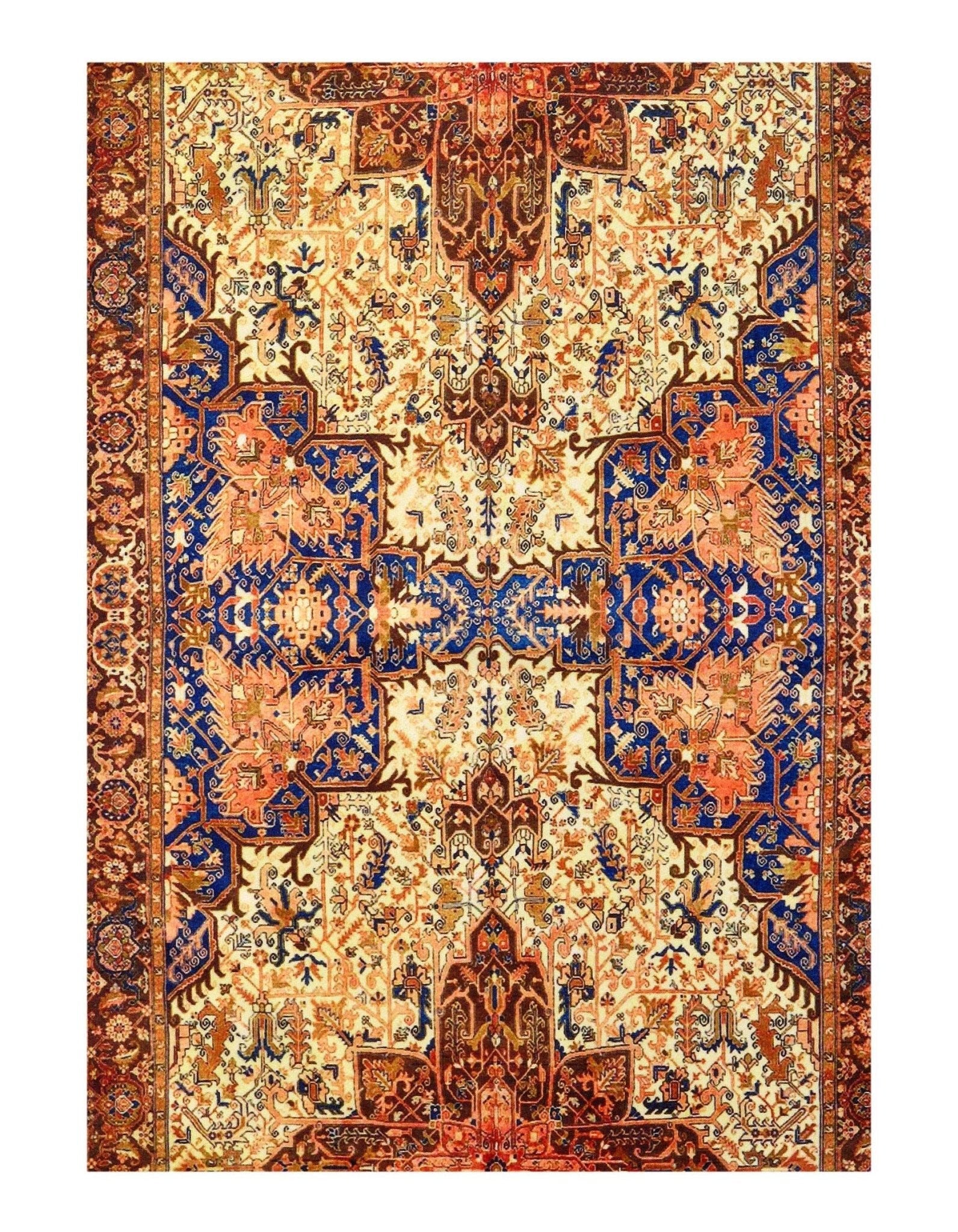 Canvello Heriz Design Velvet Table Cloth - 1'7'' X 4'6''-1