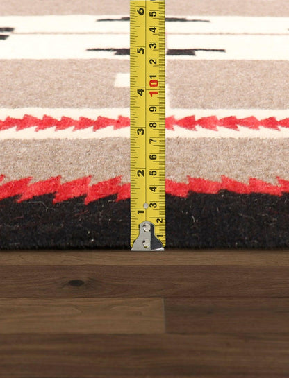 Canvello Navajo Style Hand-Woven Wool Mocha Area Rug- 8'2" X 9'10"-4