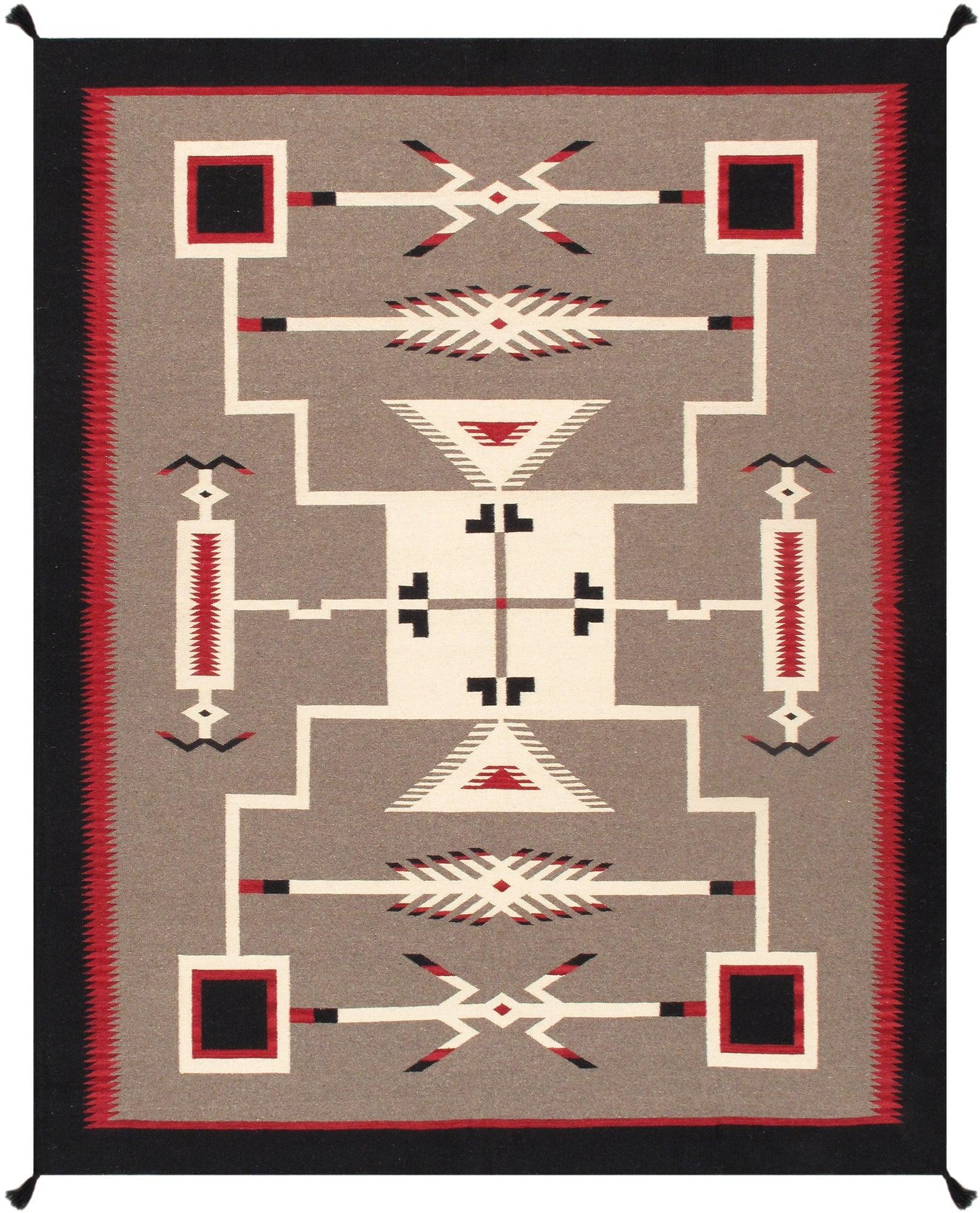 Canvello Navajo Style Hand-Woven Wool Mocha Area Rug- 8'2" X 9'10"-0