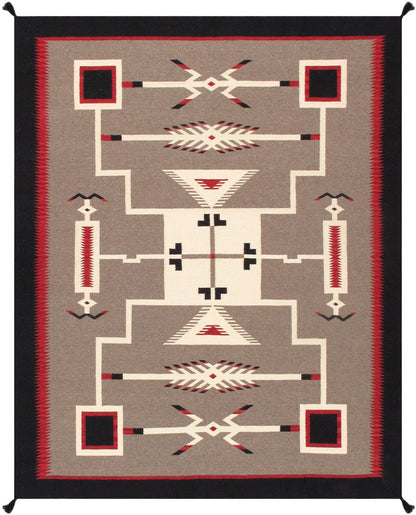 Canvello Navajo Style Hand-Woven Wool Mocha Area Rug- 8'2" X 9'10"-0