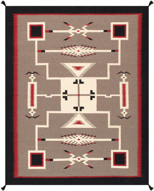 Canvello Navajo Style Hand-Woven Wool Mocha Area Rug- 8'2" X 9'10"-0