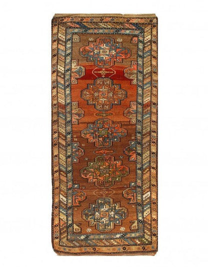 Canvello Rust Fine hand Knotted Azarbijan Kazak Runner - 3'2'' X 8'2''-0