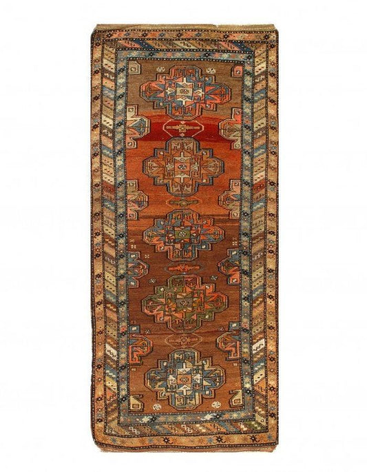 Canvello Rust Fine hand Knotted Azarbijan Kazak Runner - 3'2'' X 8'2''-0