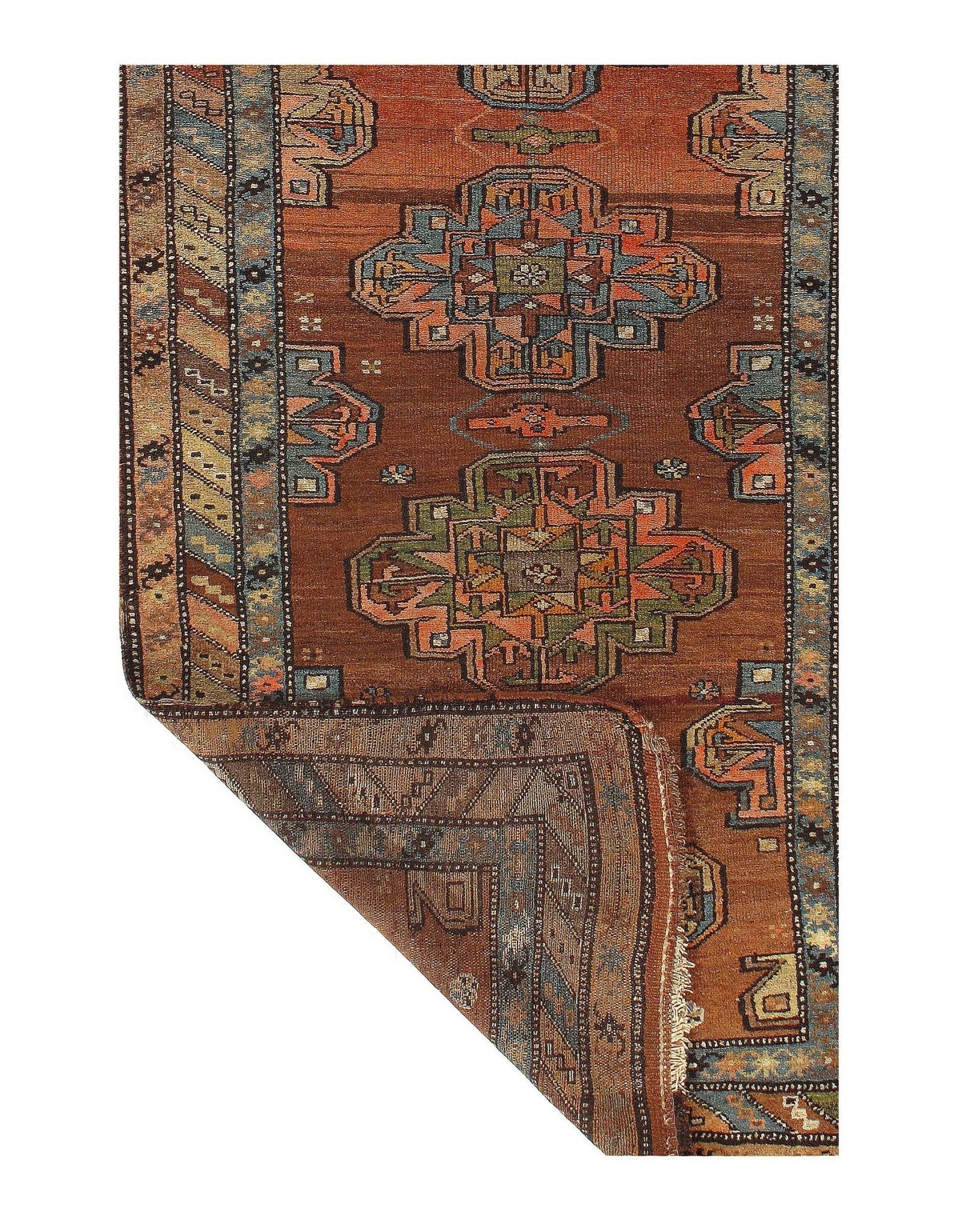 Canvello Rust Fine hand Knotted Azarbijan Kazak Runner - 3'2'' X 8'2''-1