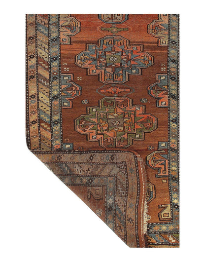 Canvello Rust Fine hand Knotted Azarbijan Kazak Runner - 3'2'' X 8'2''-1