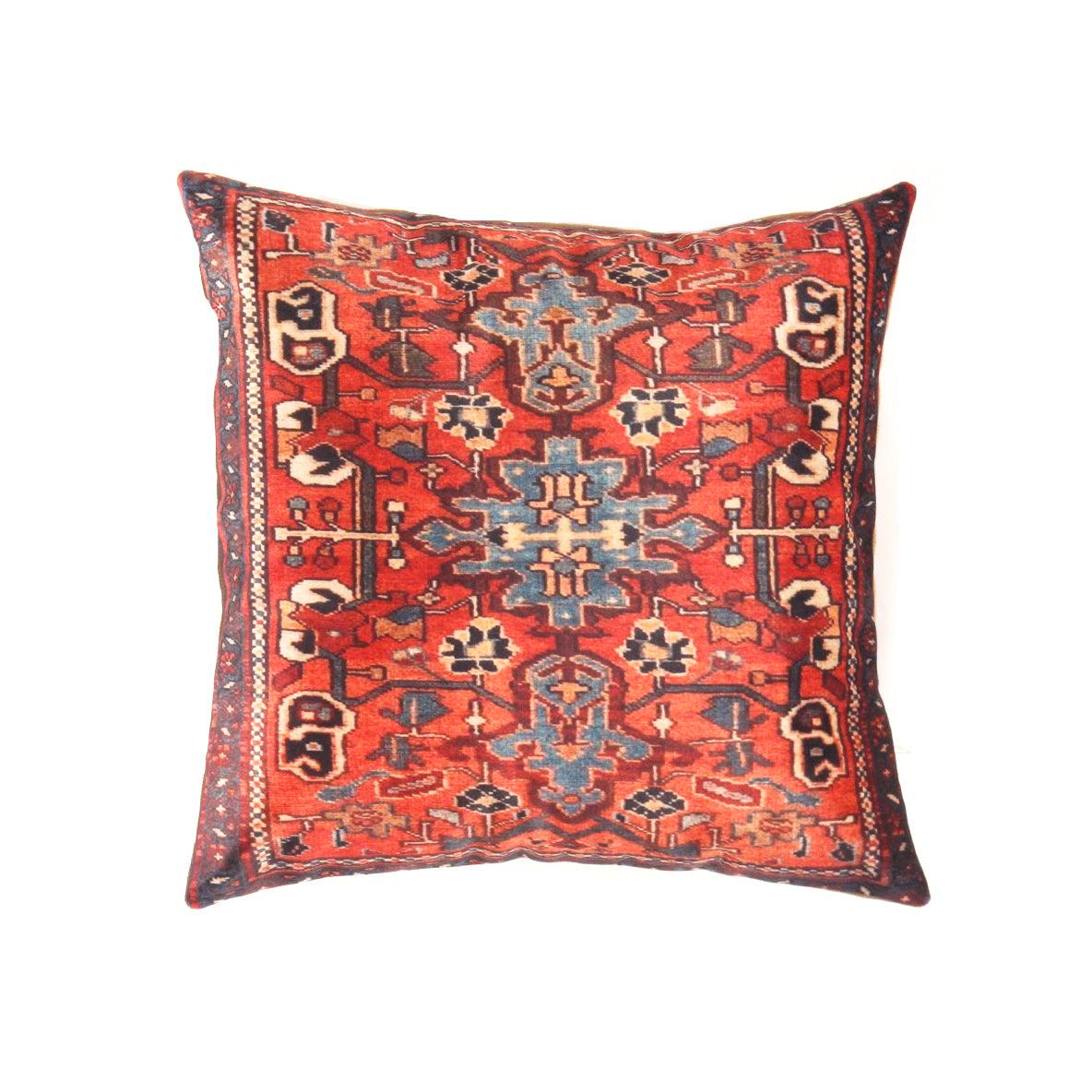 Canvello Rust Silkroad Heriz Velvet Pillow 16' X 16'-0