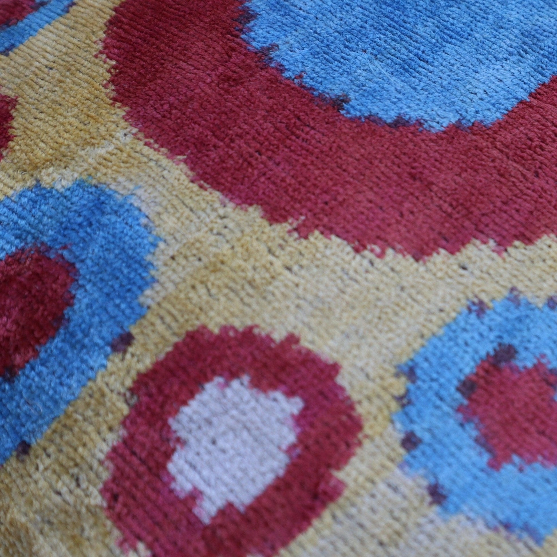 Canvello Silk Velvet Gold Blue Red Pillows - 16x16 in-4