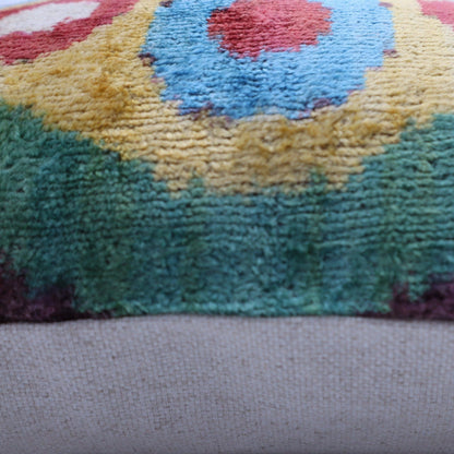 Canvello Silk Velvet Gold Blue Red Pillows - 16x16 in-2