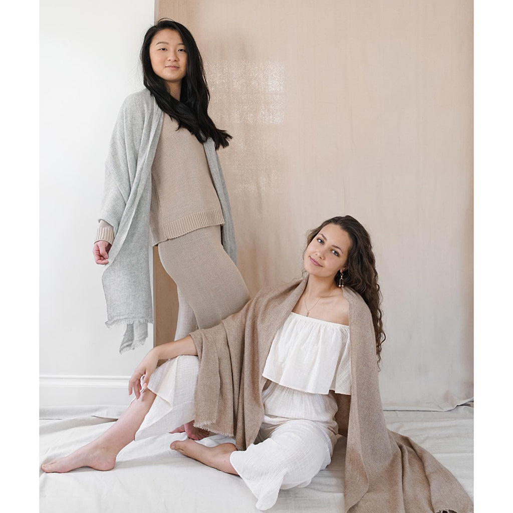 Beige Handloom Cashmere Scarf-3