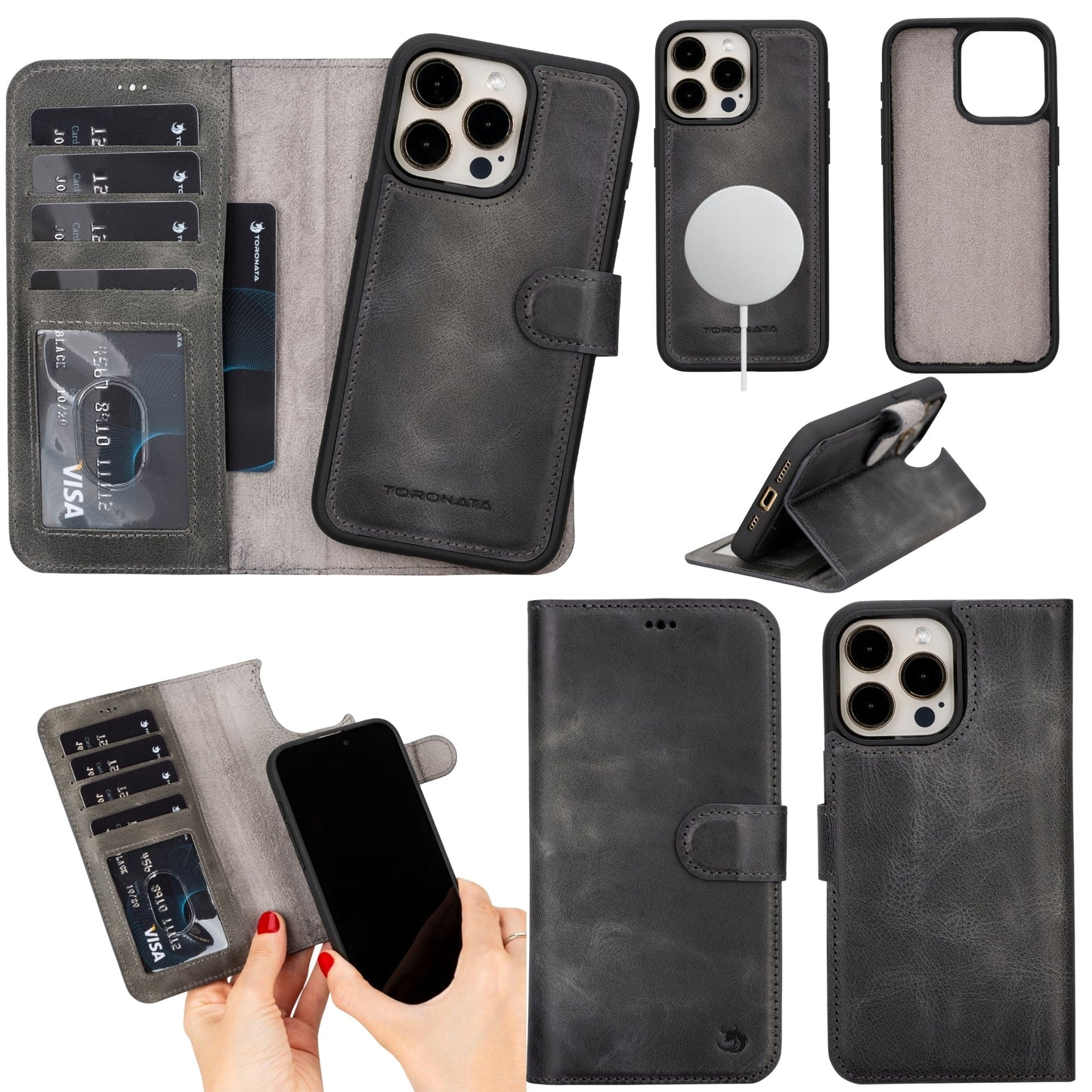 Casper Leather iPhone 15 Pro Max Wallet Case | Detachable MagSafe Compatible RFID Protection-8