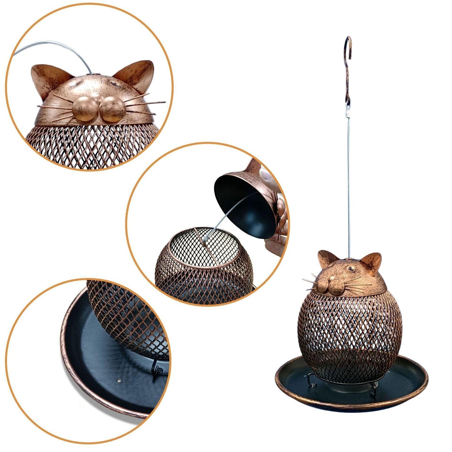 Cat Haven Bird Feeder: Charming Handmade Outdoor Decor For Feathered Friends-4