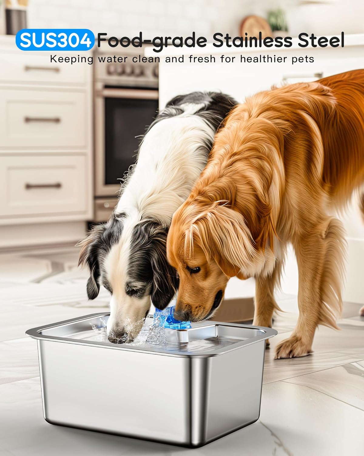 3 Gallon Extra Large Stainless Steel Dog Water Fountain-3
