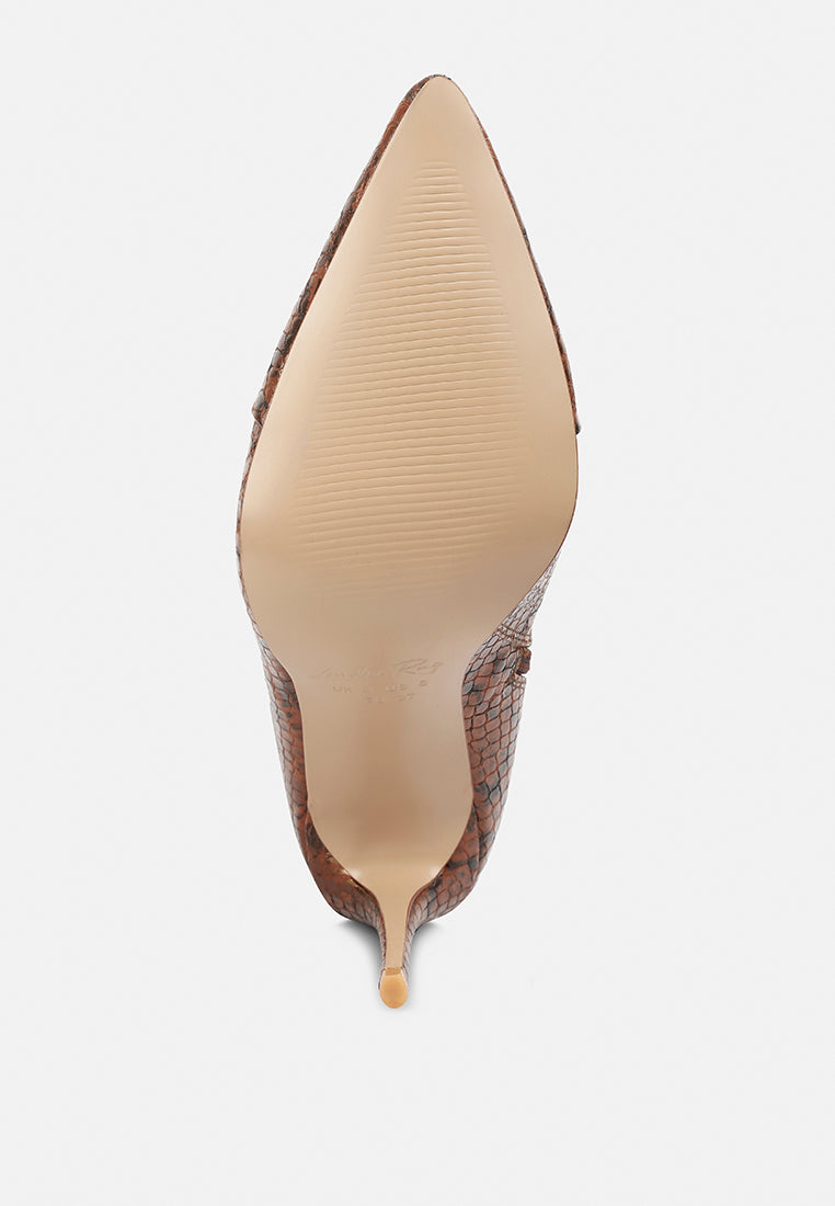 Catalina Snake Print Stiletto Knee Boots-1