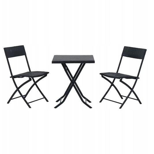 Black Forest | Mały zestaw mebli ogrodowych | dwa krzesła + stolik czarny (L-0201P)-0