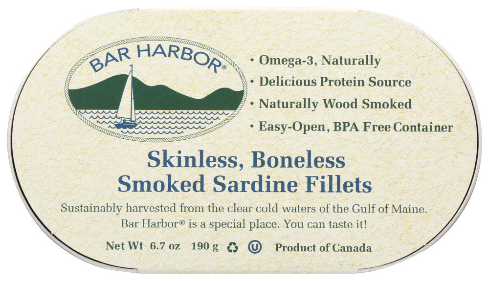 Bar Harbor Smoked Boneless Skinless Sardines (12x6.7 oz)-0