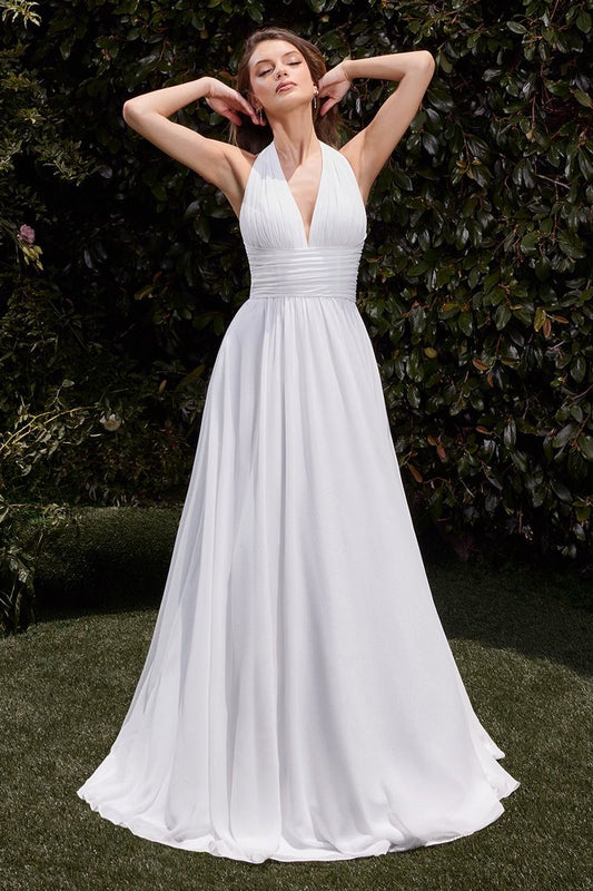 Satin Halter Neckline A-Line Bridal Dress-0