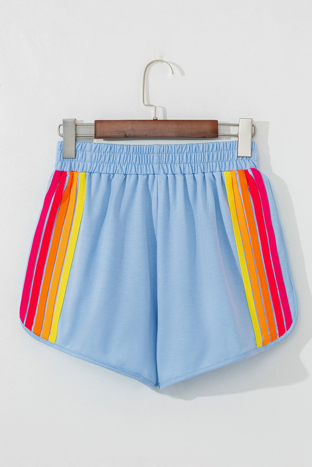 April Color Stripes Elastic High Waist Active Shorts-2