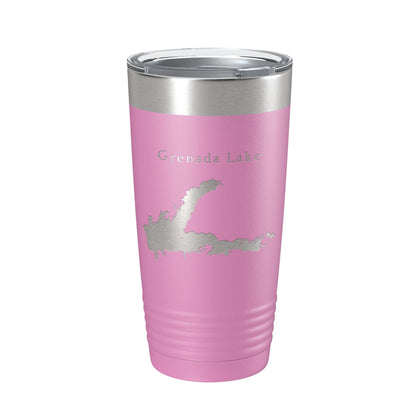 Grenada Lake Map Tumbler Travel Mug Insulated Laser Engraved Coffee Cup Mississippi 20 oz-14