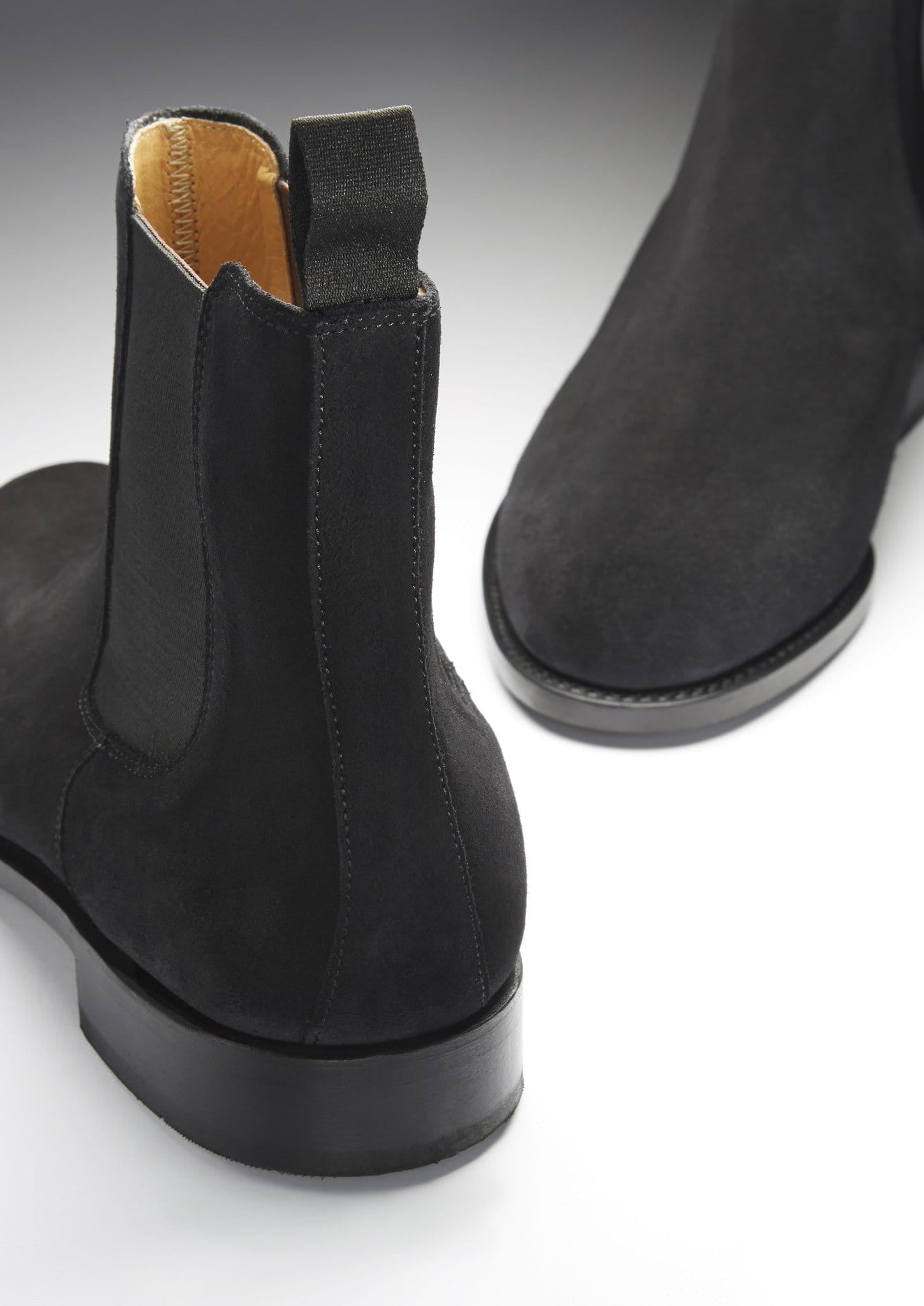 Black Suede Chelsea Boots, Welted Leather Sole-2