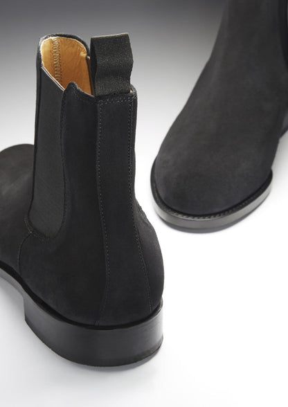 Black Suede Chelsea Boots, Welted Leather Sole-2