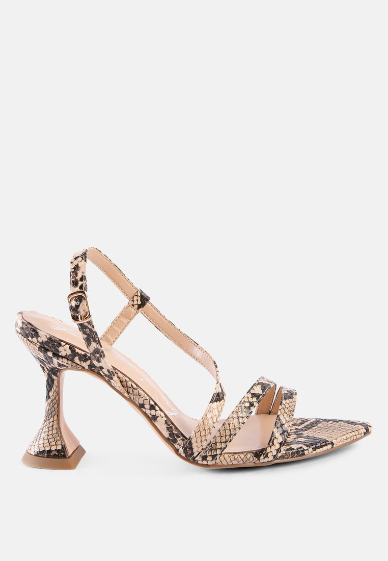 Cherry Tart Snake Print Spool Heel Sandals-5
