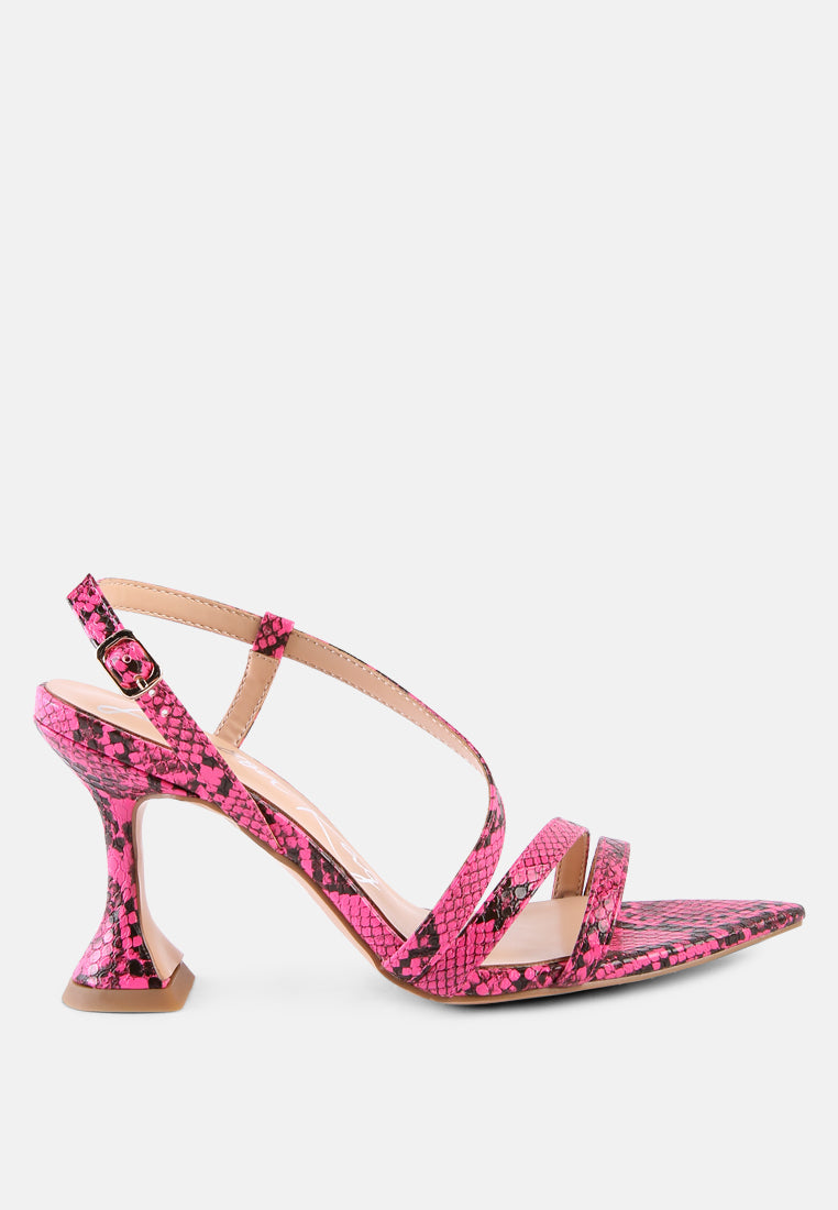 Cherry Tart Snake Print Spool Heel Sandals-2