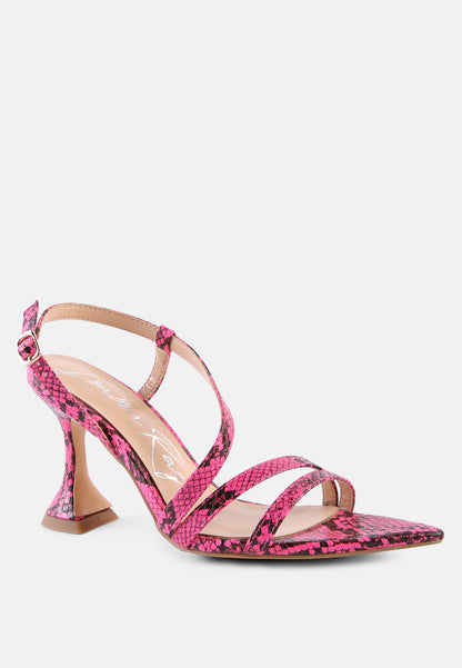 Cherry Tart Snake Print Spool Heel Sandals-3