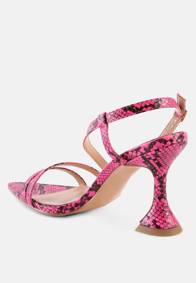 Cherry Tart Snake Print Spool Heel Sandals-4