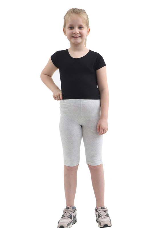 Crazy Chick Girls Light Grey Cotton Leggings 3/4 Length-0