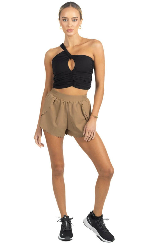 Chloe Romantic Scalloped Detailing Shorts in Soft Brown-0