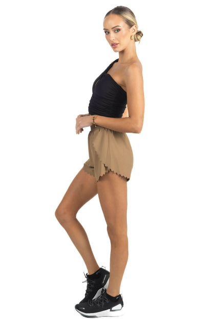 Chloe Romantic Scalloped Detailing Shorts in Soft Brown-1