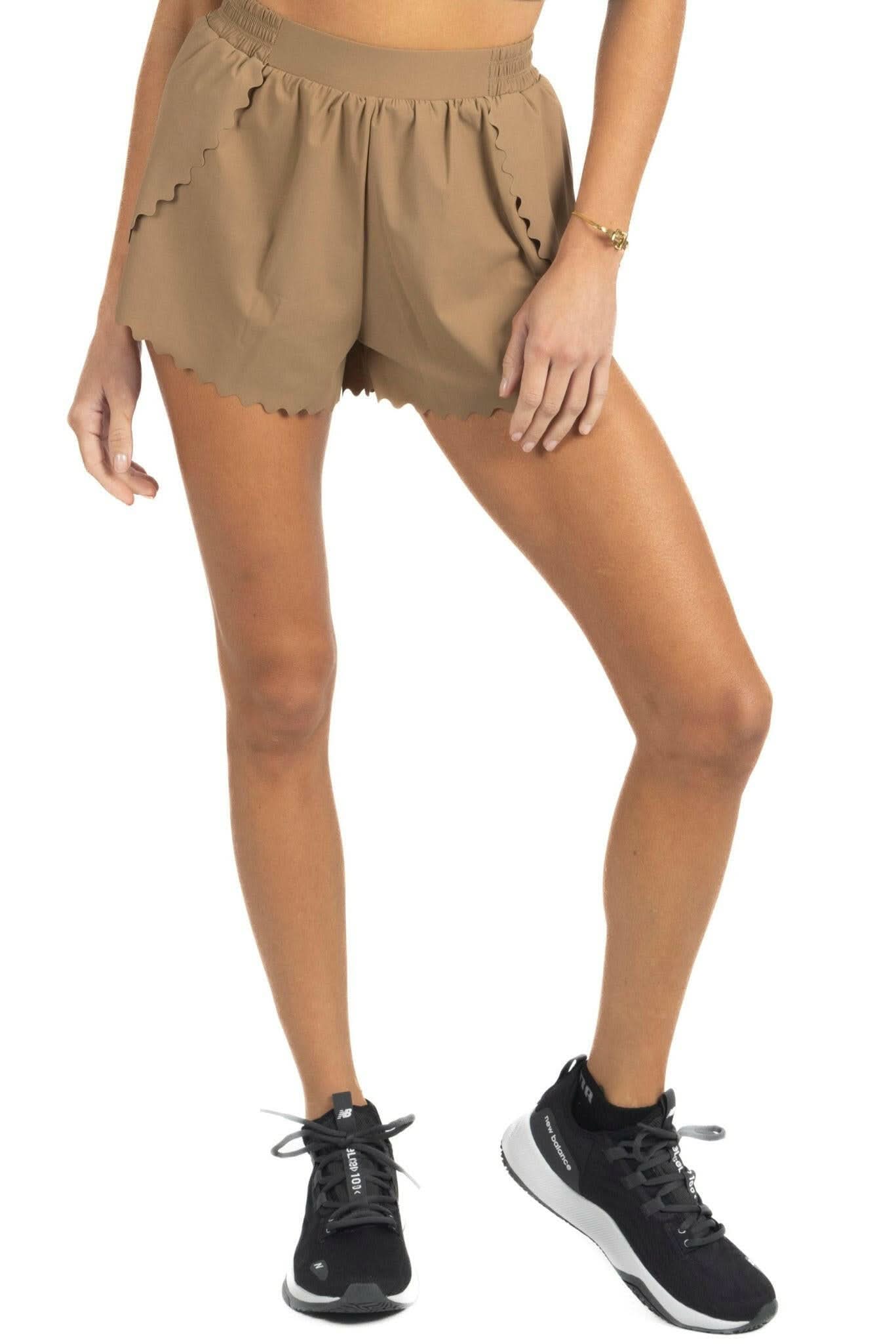 Chloe Romantic Scalloped Detailing Shorts in Soft Brown-2