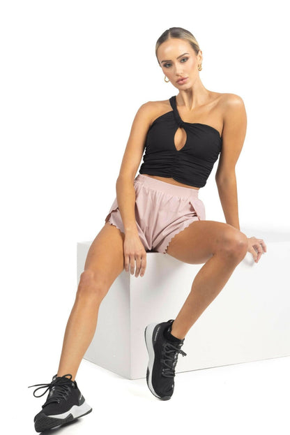 Chloe Romantic Scalloped Detailing Shorts in Soft Pink-0