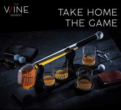 Golf Whiskey Decanter and 4 Liquor Glasses - Decanter & Glass Set - Golf Stick Gifts for Men - Unique Whiskey Decanter Set - Bourbon & Scotch Decanter for Serving Alcohol - Golfer Gifts for Dad-1