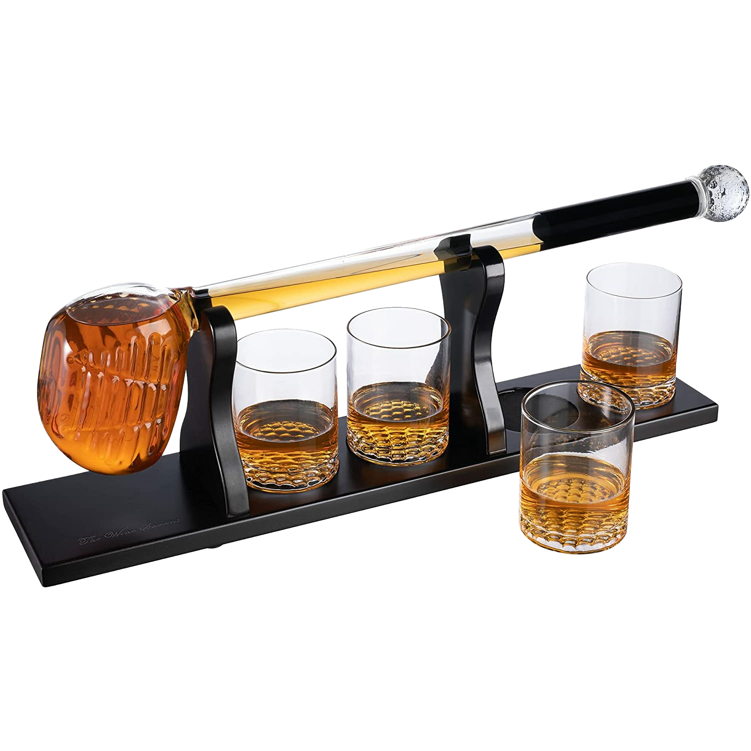 Golf Whiskey Decanter and 4 Liquor Glasses - Decanter & Glass Set - Golf Stick Gifts for Men - Unique Whiskey Decanter Set - Bourbon & Scotch Decanter for Serving Alcohol - Golfer Gifts for Dad-0