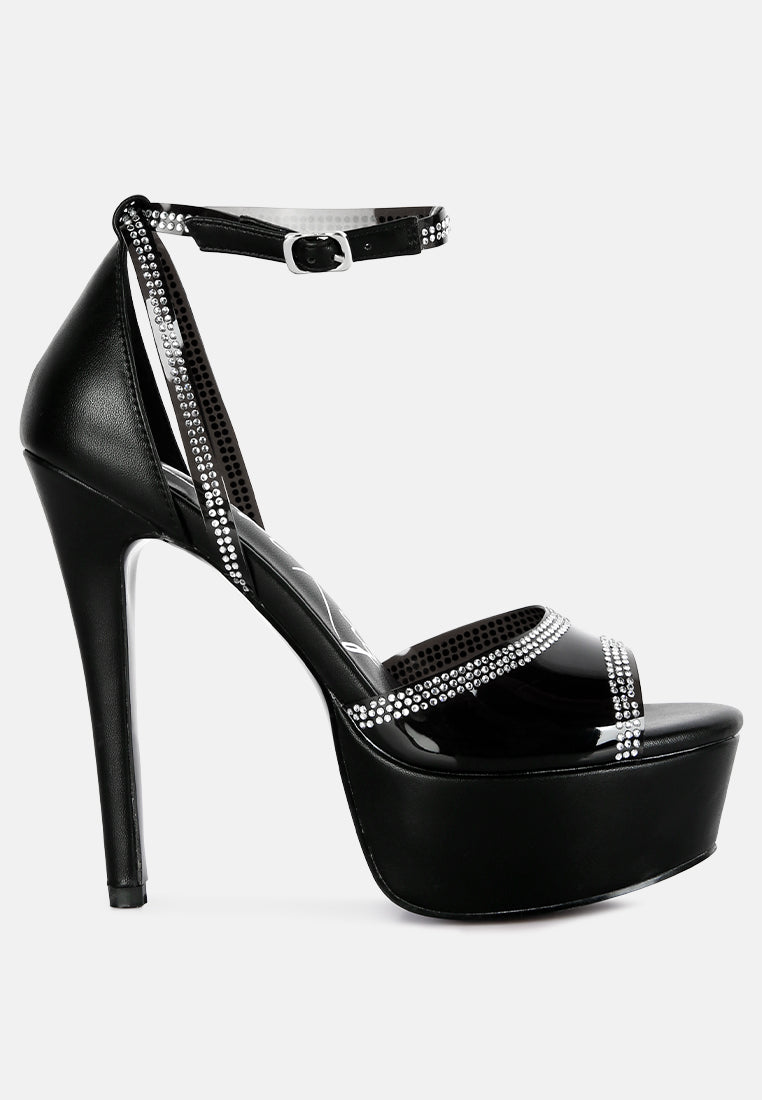 Cinderella Rhinestones Embellished Stiletto Platform Sandals-3