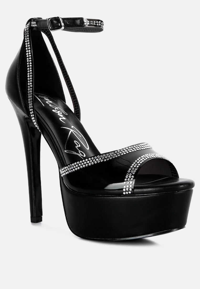 Cinderella Rhinestones Embellished Stiletto Platform Sandals-4