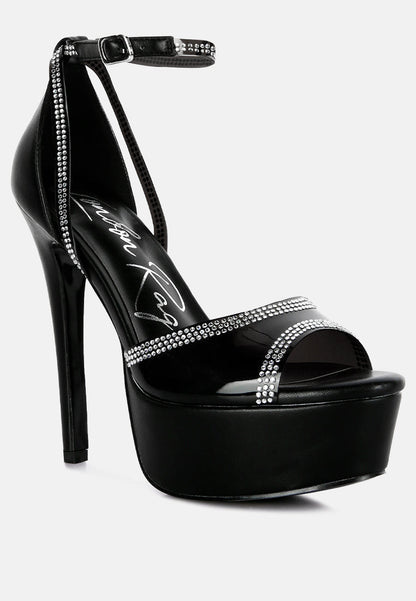 Cinderella Rhinestones Embellished Stiletto Platform Sandals-4