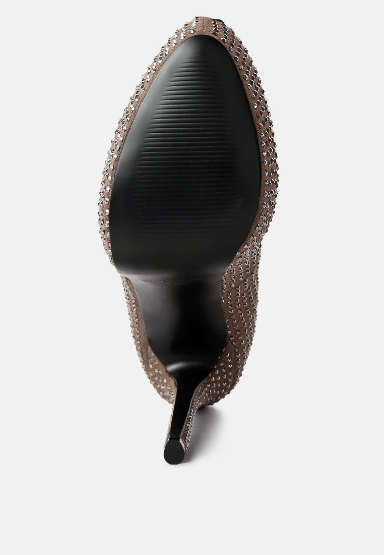 Clarisse Diamante Faux Suede High Heeled Pumps-1