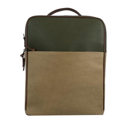 Augusta Leather Backpack-Tan/Olive Green-0