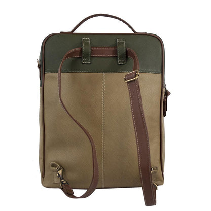 Augusta Leather Backpack-Tan/Olive Green-2