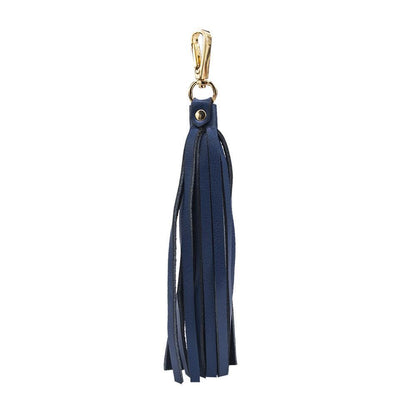 Fringe Power Leather Bag Charm-Sapphire/Gold-0