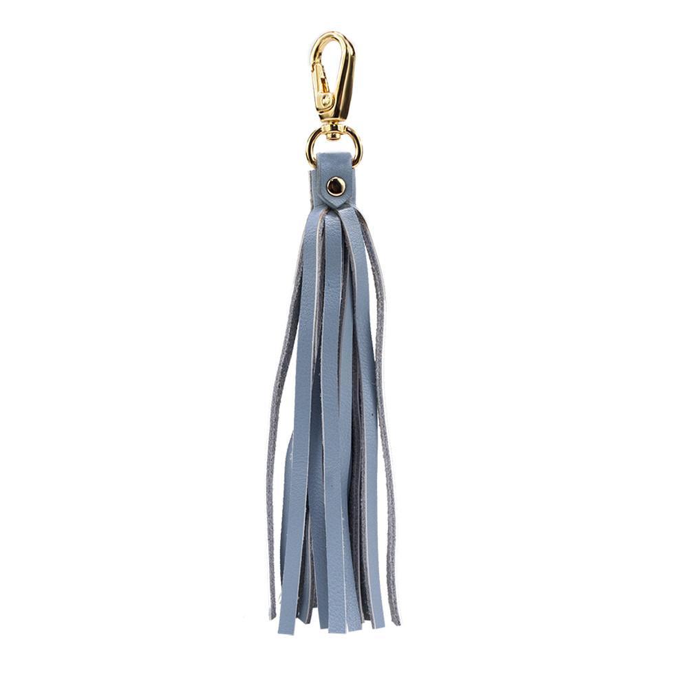 Fringe Power Leather Bag Charm-Serenity/Gold-0